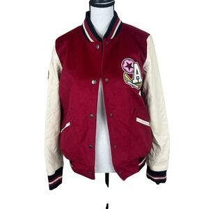 Arizona Jean Woman's Sz M Red‎ White Varsity Letterman Retro Jacket NWT